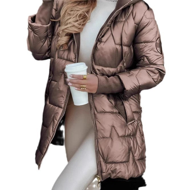 Damen nan gesteppter Steppmantel mit Kapuze taillierter Silhouette und Thermofüllung Drune