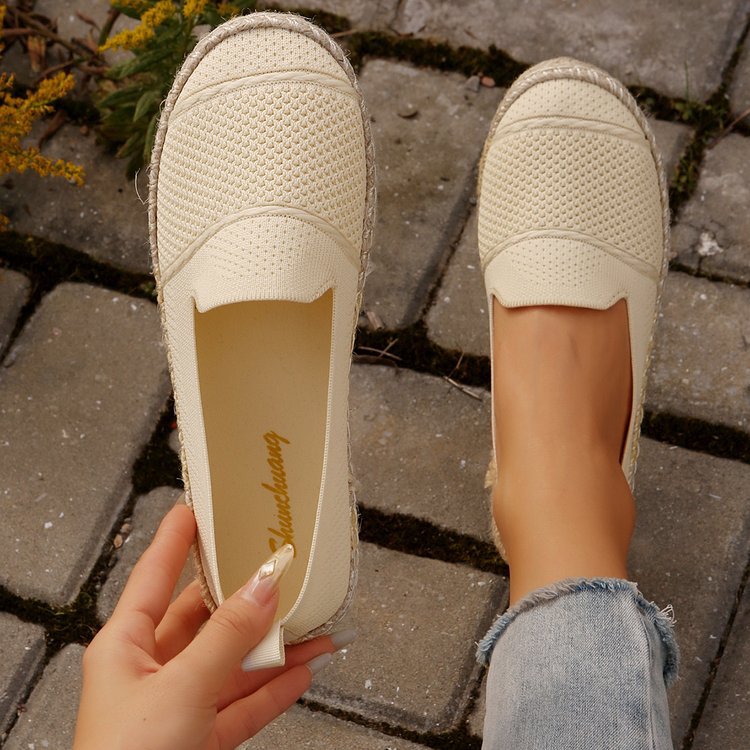 Damen  atmungsaktive Strick-Espadrilles mit geflochtener Jute-Sohle und flexiblem Memory-Fußbett Drune