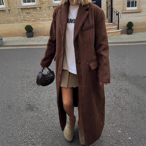 Damen Maxilanger Boxy-Mantel aus Teddy-Fauxfur mit Reverskragen und Eingrifftaschen Drune