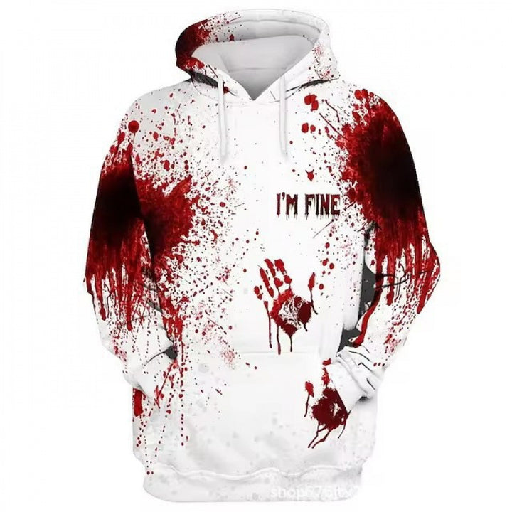 Damen Kreativer Kapuzenpullover mit blutrotem Print Drune