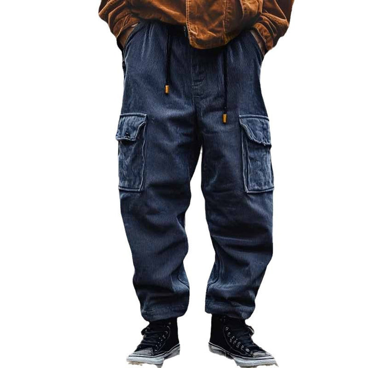Herren Kord-Cargohose mit Tunnelzug, Bündchen und aufgesetzten Klappentaschen Drune