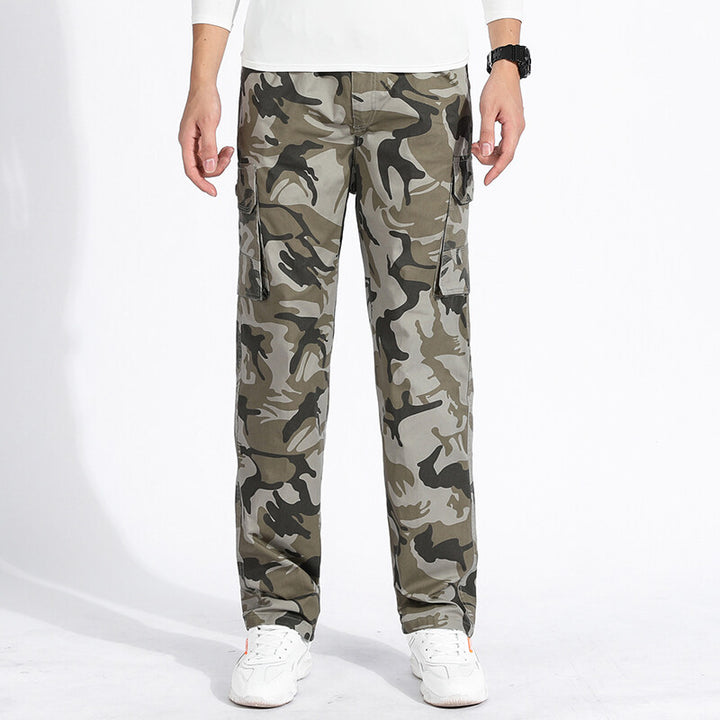 Herren Camouflage Cargohose im Army‑Stil mit geradem Schnitt, Mehrfach‑Taschen & robusten Nähten Drune