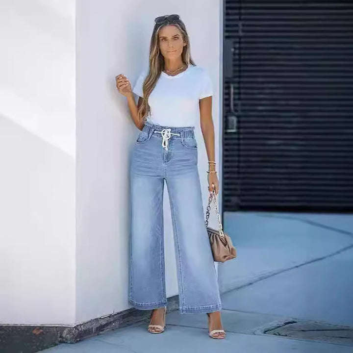 Damen Hochgeschnittene Jeans mit weitem Bein Drune