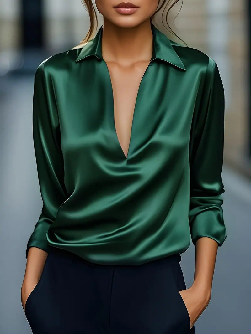 Damen Elegante und seidige Bluse Drune