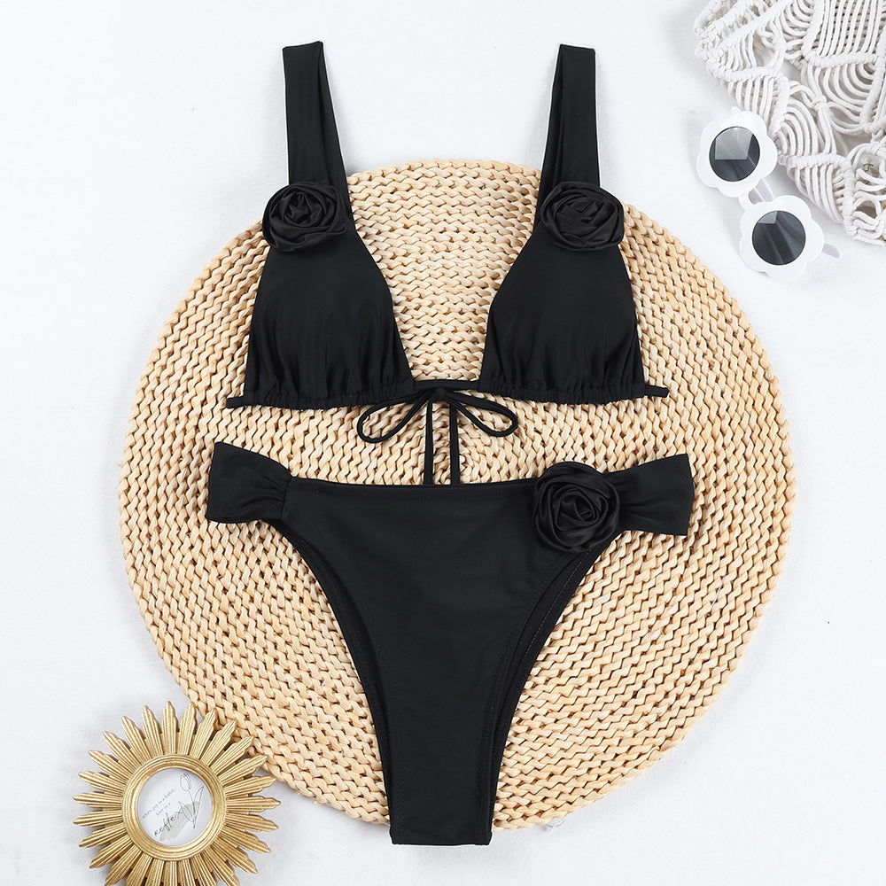 Damen Triangel-Bikini mit Blumenapplikationen Drune