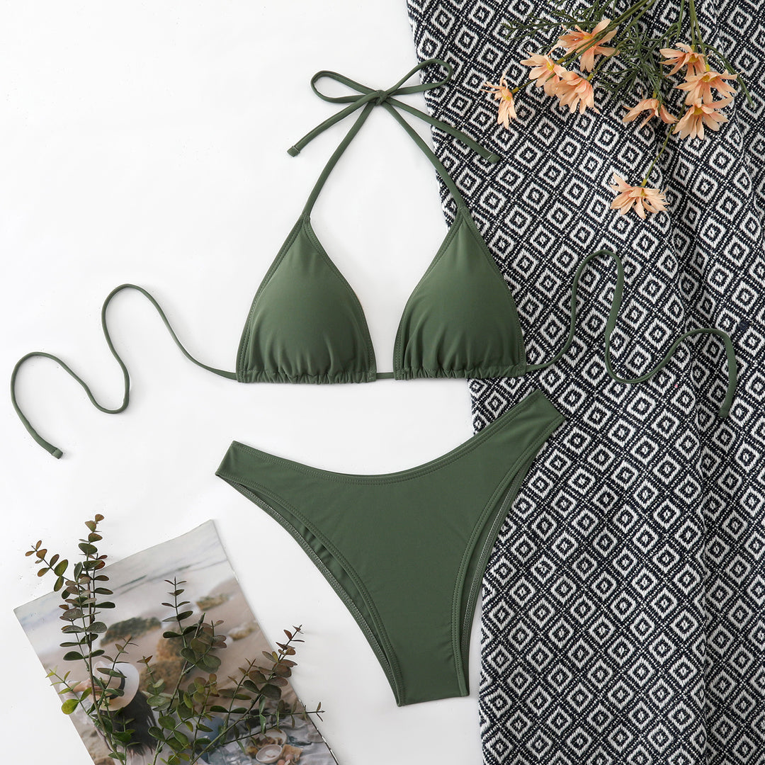 Damen Bikini-Set mit verstellbarem Triangel-Oberteil und hoch geschnittenen Bottoms Drune