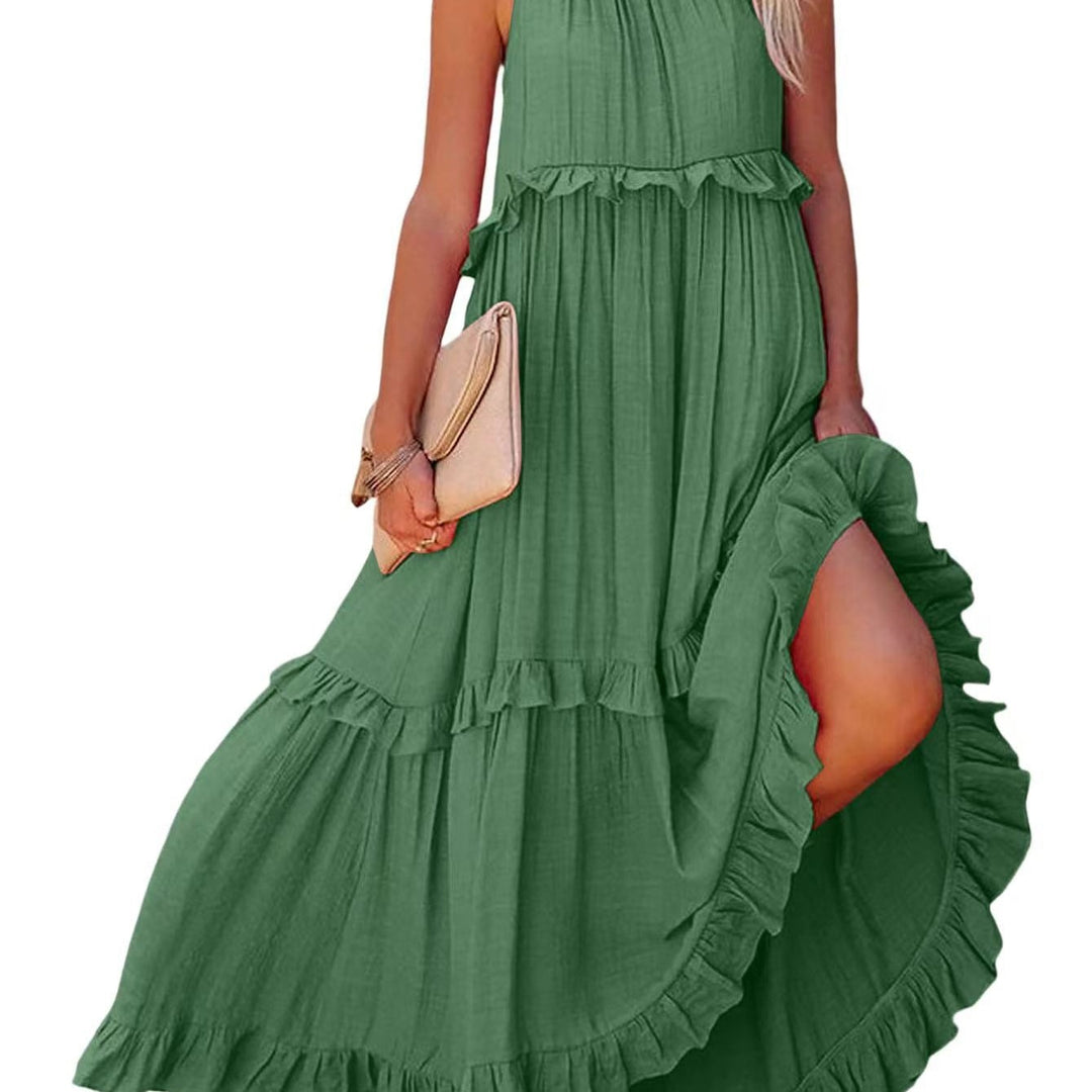 Damen Maxikleid mit Rüschendetails und luftiger Silhouette Drune