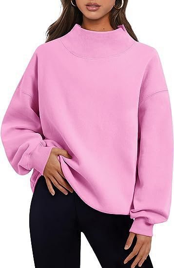 Damen Oversized Sweatshirt mit hochgeschlossenem Kragen und lässigem Schnitt Drune