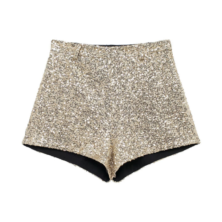 Damen Pailletten Hohe Taillen Shorts Drune
