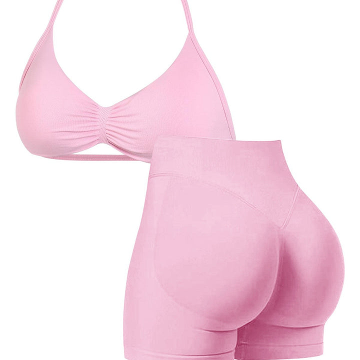 Damen Sport-Bikini-Oberteil mit hoch geschnittenen Shorts und nahtlosem Design Drune