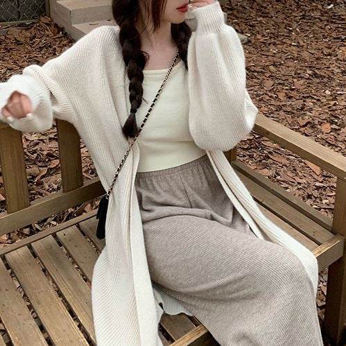 Damen Weit geschnittene Strickjacke mit großzügigem Revers Drune