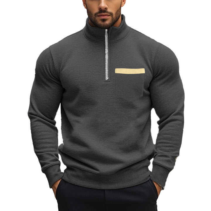 Herren nan thermischer Halbzip-Pullover mit Stehkragen und wärmendem Fleece-Innenfutter Drune