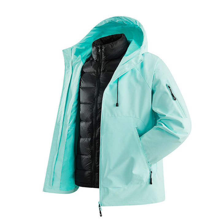 Herren Zweiteilige Übergangsjacke mit abnehmbarer Steppinnenjacke und Kapuze Drune