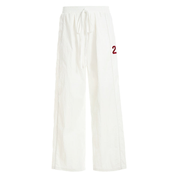 Damen Weite Leinenhose mit hohem Elastikbund, Kordelzug und legerem Palazzoschnitt Drune