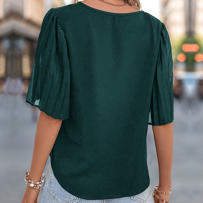 Damen Moderne Bluse mit Volantärmeln Drune