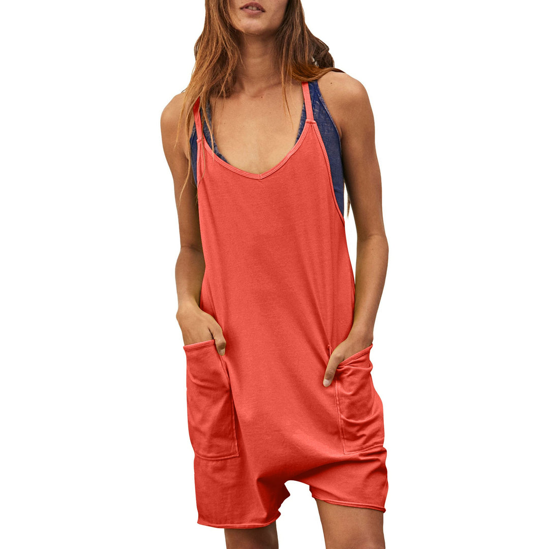 Damen komfortabler Overall mit tiefem Ausschnitt und praktischen Taschen Drune
