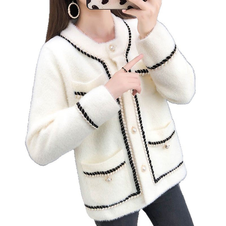 Damen Strickjacke mit modischem Baumwollmix und glänzenden Perlenknöpfen Drune