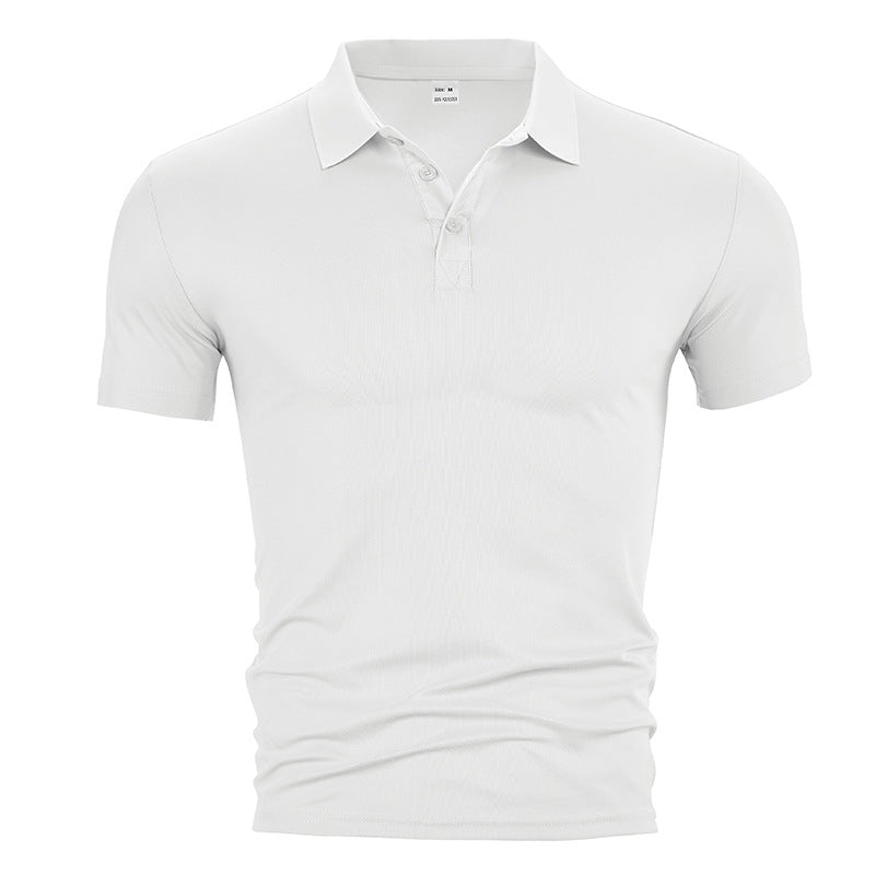 Herren nan figurbetontes Kurzarm-Poloshirt aus elastischem Jersey mit Hemdkragen und kurzer Knopfleiste Drune