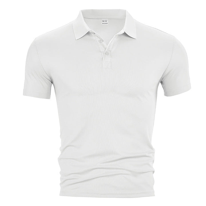 Herren nan figurbetontes Kurzarm-Poloshirt aus elastischem Jersey mit Hemdkragen und kurzer Knopfleiste Drune