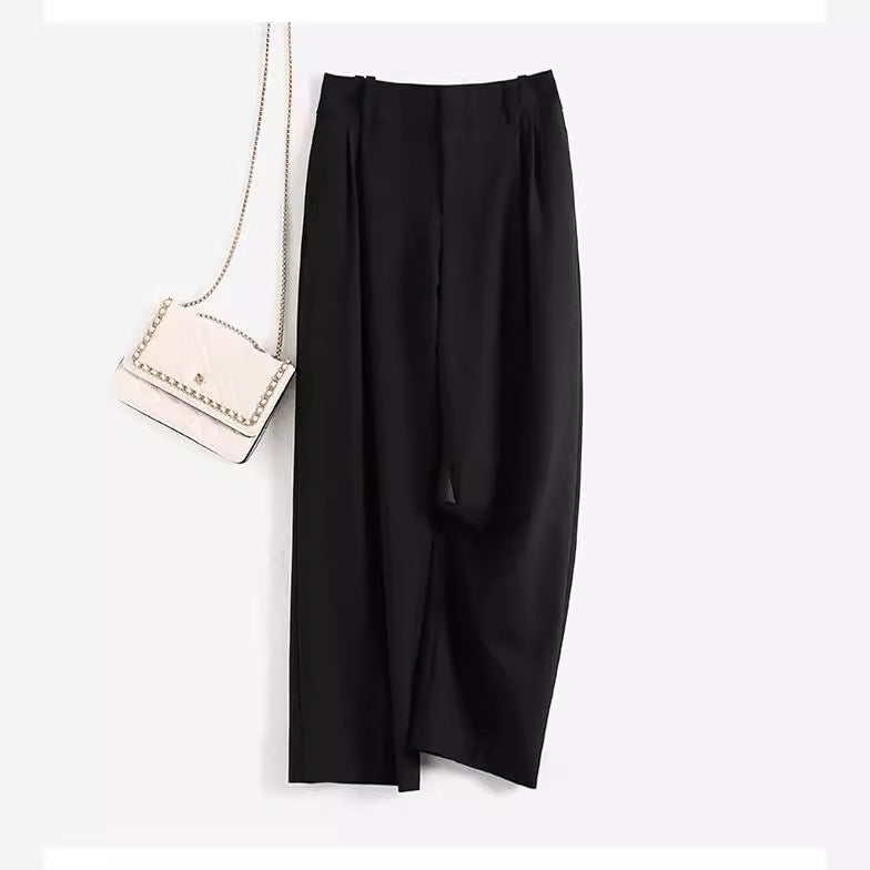 Damen Elegante, hoch taillierte und fließende Stoffhose Drune
