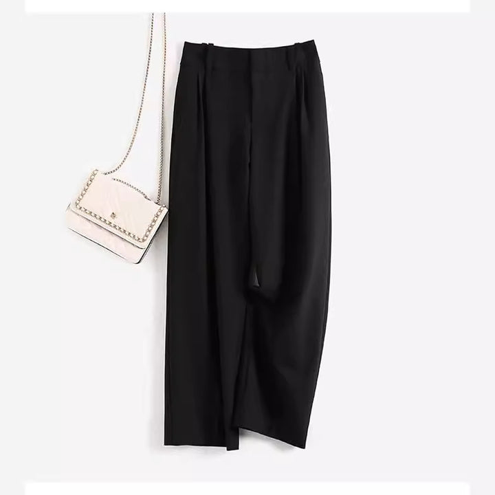 Damen Elegante, hoch taillierte und fließende Stoffhose Drune