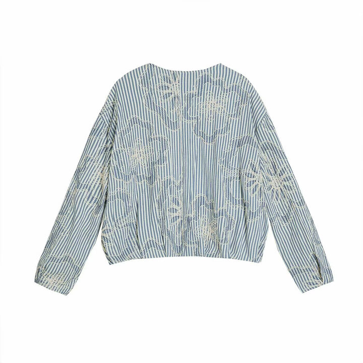 Damen 200+ gestreifte bestickte Blousonjacke mit durchgehendem Reißverschluss Drune
