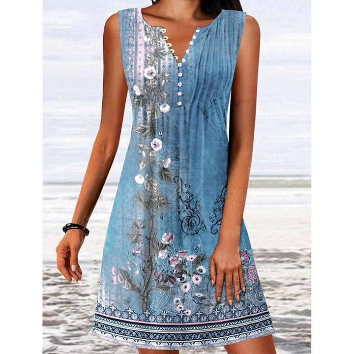 Damen lässiges Sommerkleid mit Knopfdetails und floralem Design Drune