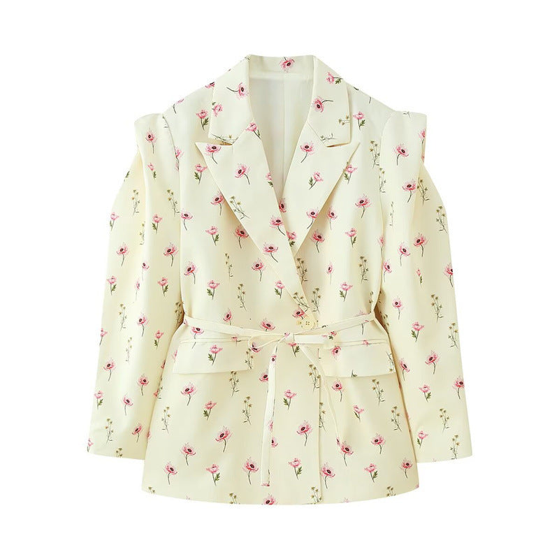 Damen modischer Blazer mit taillierbarem Gürtel und oversized Schnitt Drune