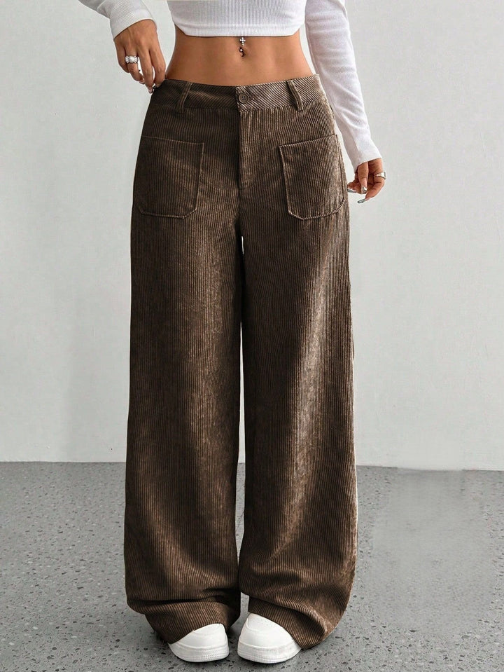 Damen Weite und bequeme Cordhose mit Taschen Drune