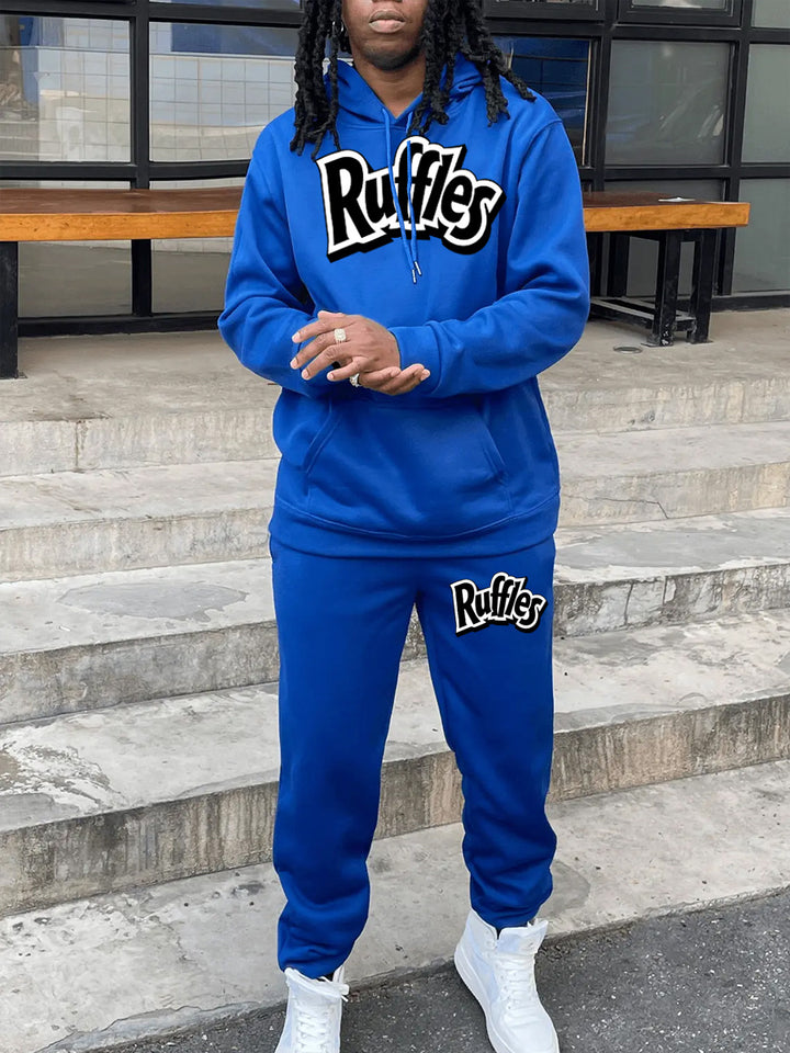 Herren gemütlicher Hoodie und Jogginghose Set mit auffälligem Logo Drune