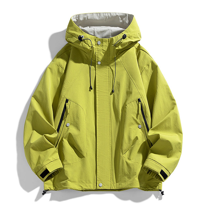 Unisex leichte winddichte Outdoorjacke mit Kapuze, wasserabweisender Außenhülle und verstellbarem Saum Drune