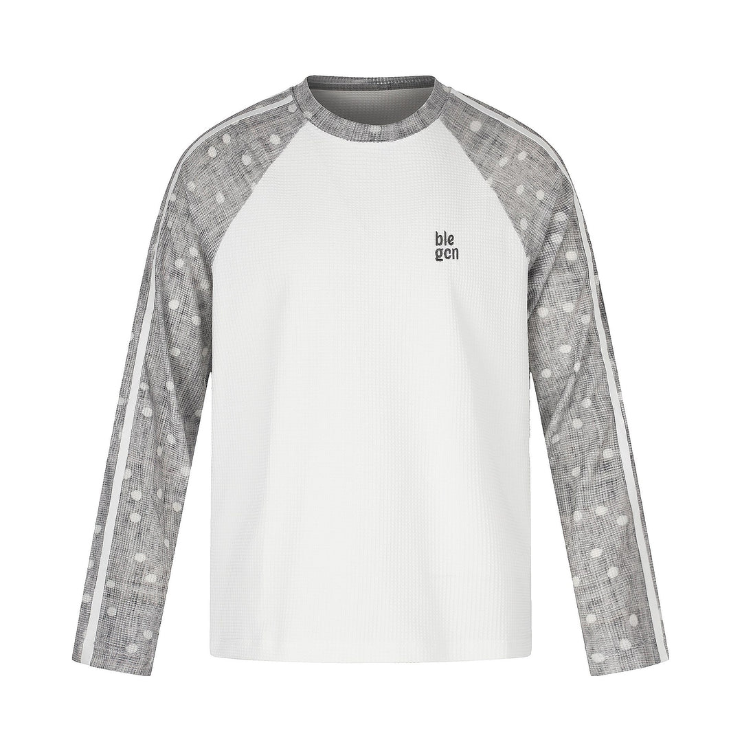 Unisex Waffelstruktur-Sweatshirt mit transparenten Kontrastärmeln, Raglan und Seitenstreifen Drune