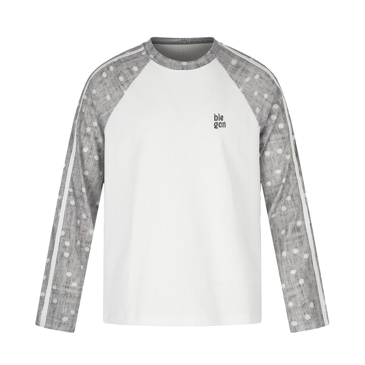 Unisex Waffelstruktur-Sweatshirt mit transparenten Kontrastärmeln, Raglan und Seitenstreifen Drune