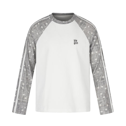 Unisex Waffelstruktur-Sweatshirt mit transparenten Kontrastärmeln, Raglan und Seitenstreifen Drune