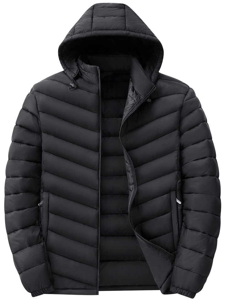 Herren Ultraleichte gesteppte Kapuzenjacke mit Thermofüllung & Packable‑Design Drune