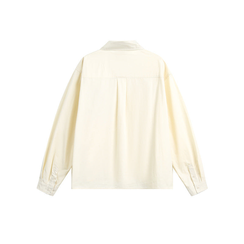 Unisex Locker geschnittene Baumwoll-Hemdjacke mit asymmetrischen Karo-Brustpattentaschen Drune