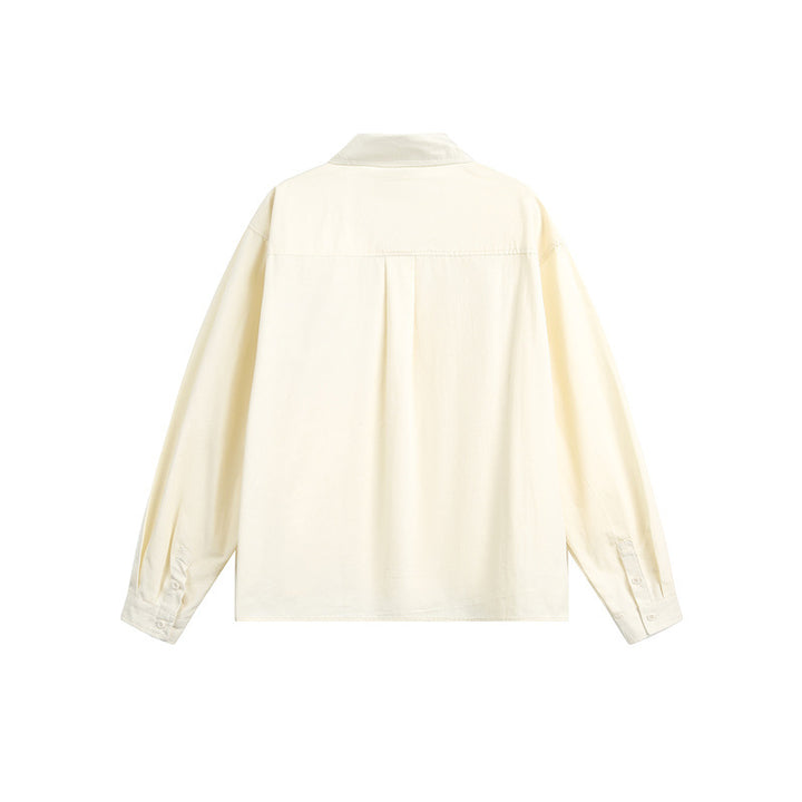 Unisex Locker geschnittene Baumwoll-Hemdjacke mit asymmetrischen Karo-Brustpattentaschen Drune