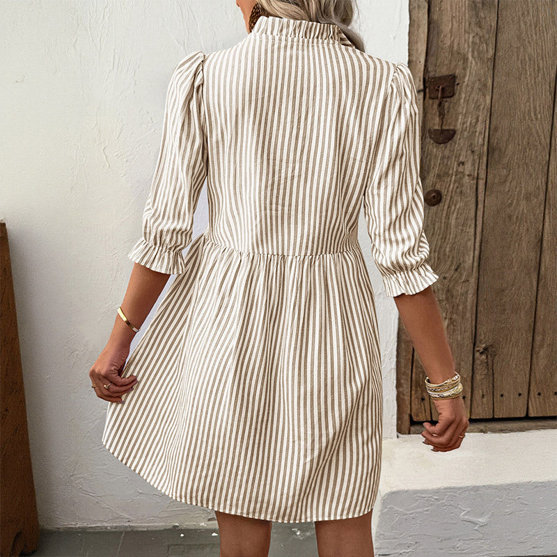 Damen Verspieltes Hemdblusenkleid mit Rüschen Drune
