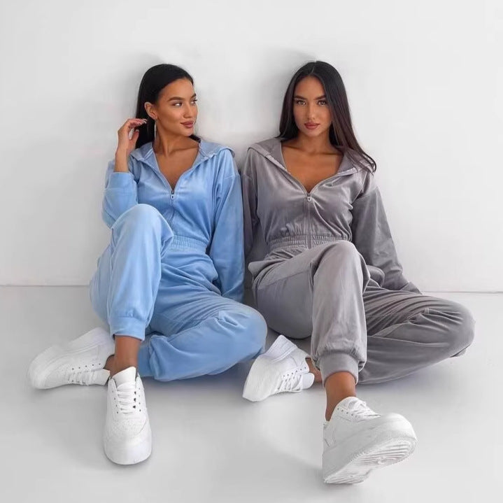 Damen Fleece-Overall mit Reißverschluss und Kapuze Drune