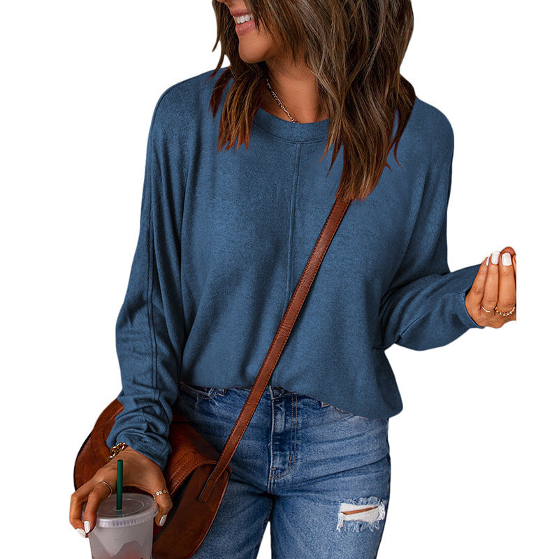 Damen lässiges Sweatshirt mit weitem Schnitt und strukturiertem Material Drune