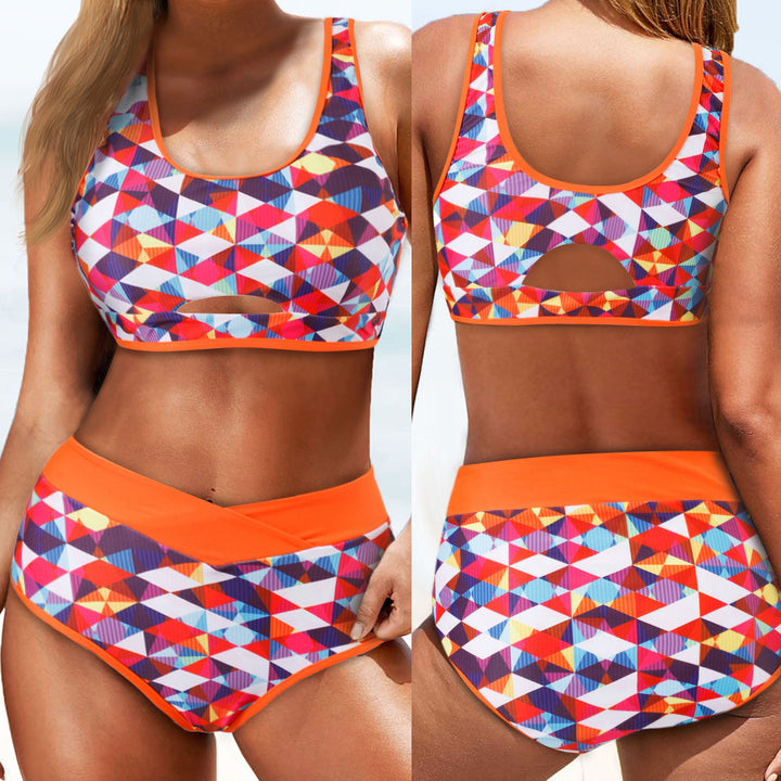 Damen Sportliches Bikini-Set mit geometrischem Muster Drune