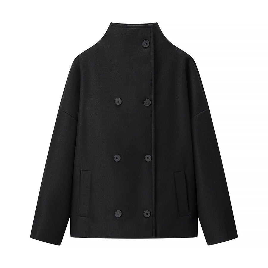 Damen Boxy Wollmix-Cabanjacke mit Stehkragen und überschnittenen Schultern Drune