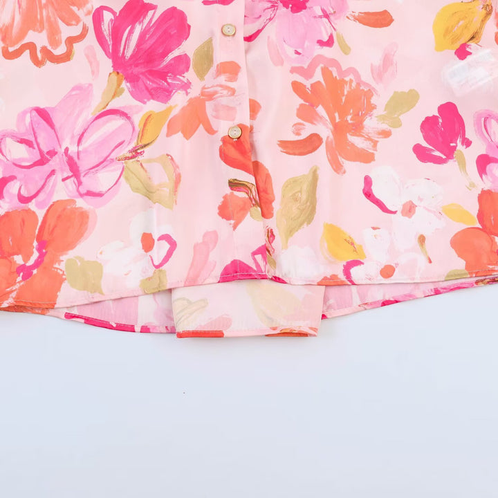 Damen Locker geschnittene Satinoptik-Bluse mit Hemdkragen und Ballonärmeln Drune