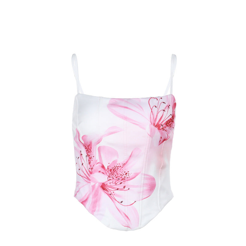 Damen Figurbetontes Oberteil mit floralem Design und elastischer Passform Drune