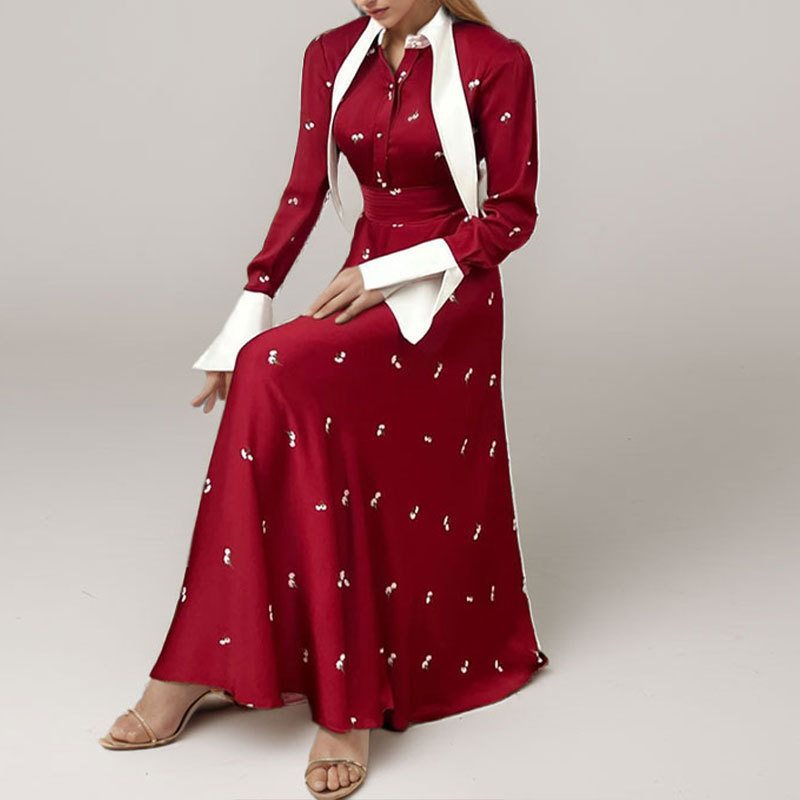 Damen Maxi-Kleid mit eleganter Overlay-Jacke und zarten Applikationen Drune