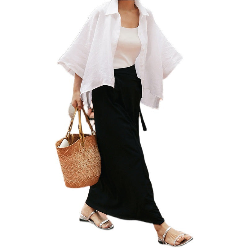 Damen Leichtes Oversize-Hemd aus Leinenmix mit kastiger Silhouette und asymmetrischem Saum Drune