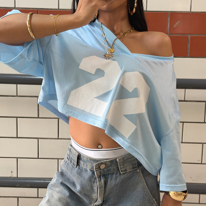 Damen Sportliches Crop-Top mit Netzdesign und vielseitigen Einsatzmöglichkeiten Drune