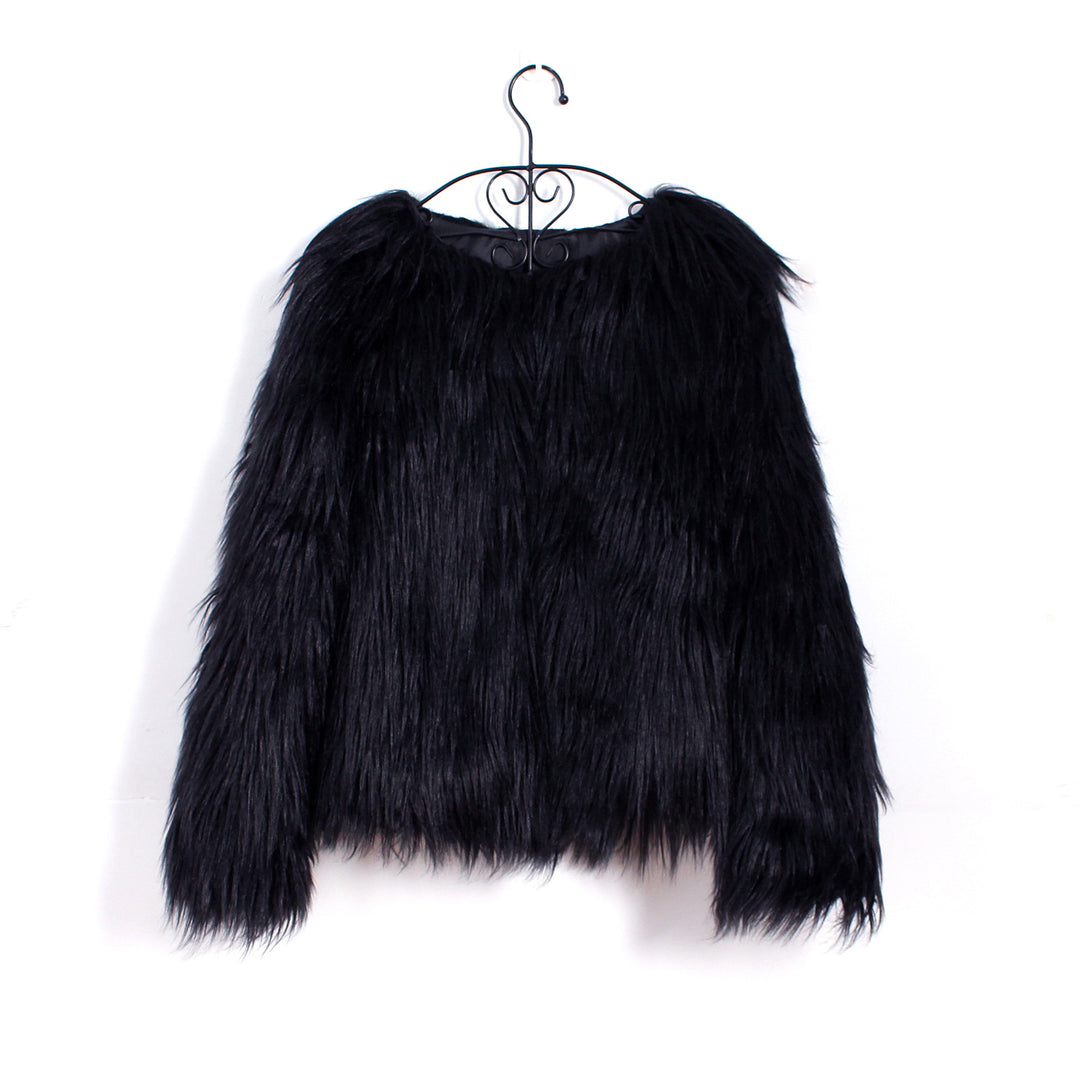 Damen Flauschige Kunstpelzjacke mit lässigem Schnitt Drune