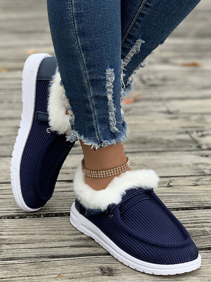 Damen Flauschige Slip-On Hausschuhe mit weichem Innenfutter Drune
