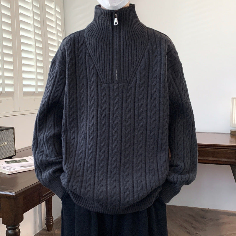 Damen Grobstrickpullover mit Stehkragen Drune
